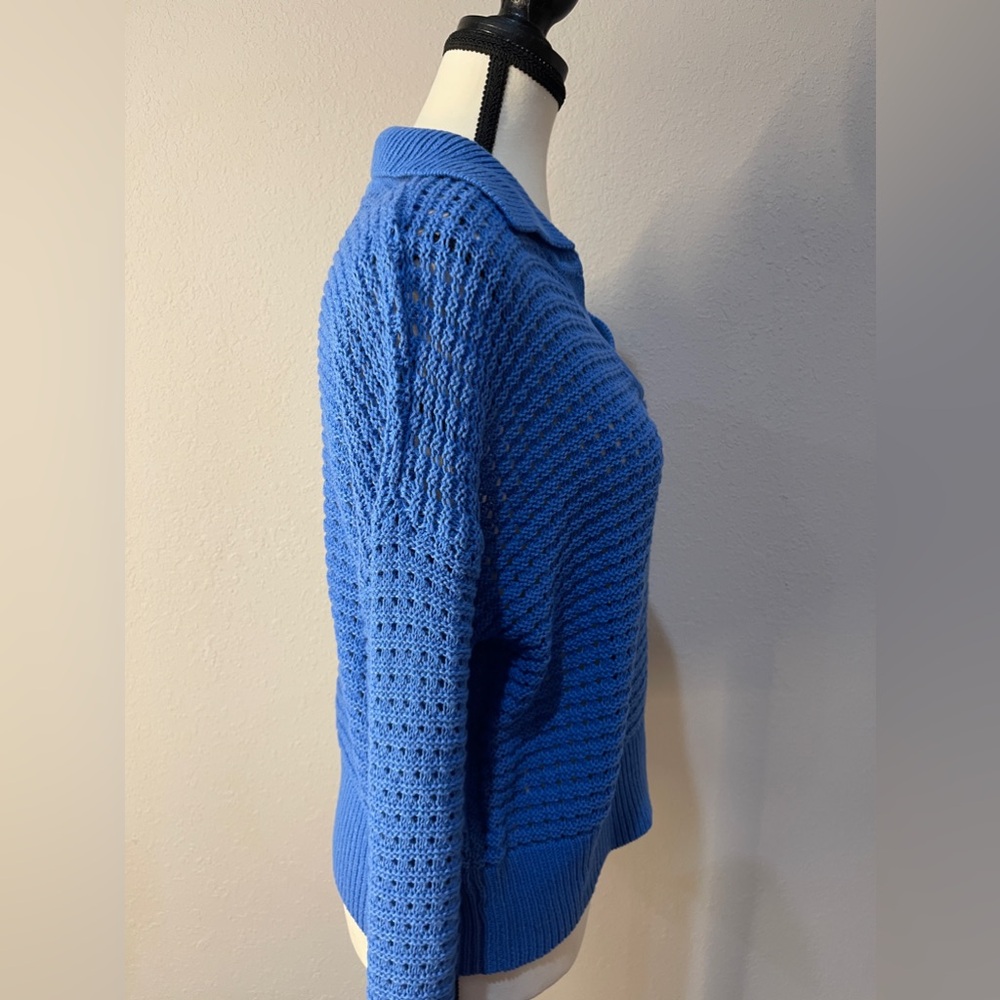 RETROD Knitted Polo V-neck Sweater Blue SZ Medium New With Tags - Picture 4 of 10